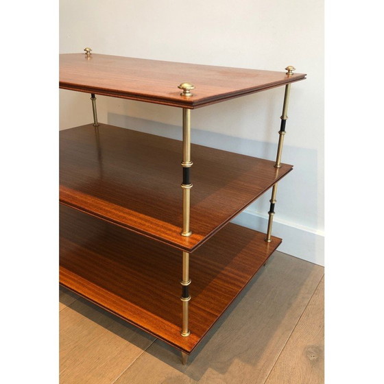 Image 1 of Pair of vintage mahogany and brass consoles by Maison Jansen, France 1940