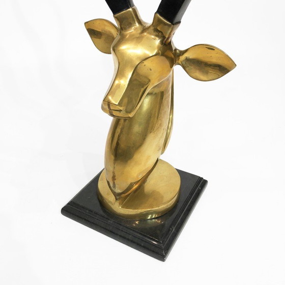 Image 1 of Vintage brass antelope head sculpture, 1970s