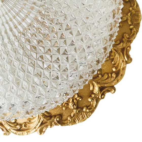 Image 1 of Baroque ceiling light brass faceted glass ceiling light French Lily