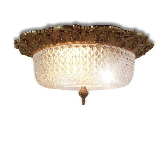 Image 1 of Baroque ceiling light brass faceted glass ceiling light French Lily