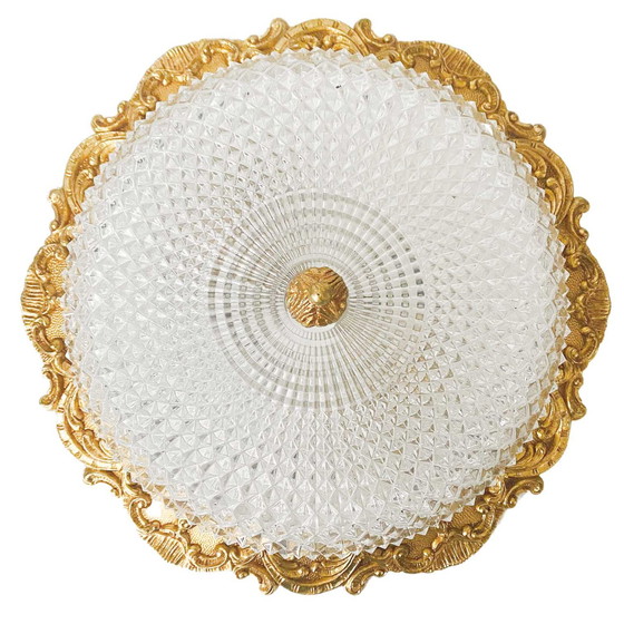 Image 1 of Baroque ceiling light brass faceted glass ceiling light French Lily