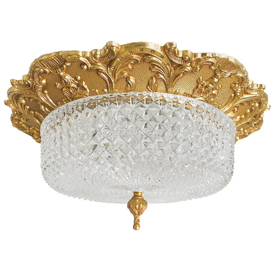 Image 1 of Baroque ceiling light brass faceted glass ceiling light French Lily