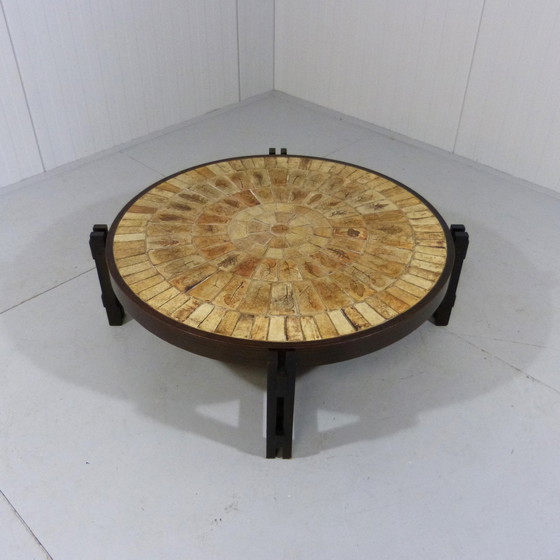 Image 1 of Roger Capron brutalist low round coffee table France 1960s