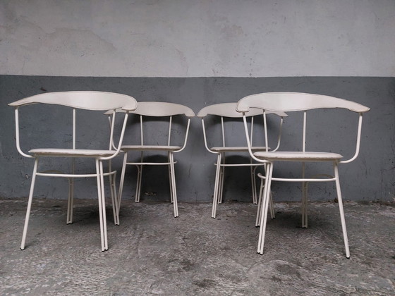 Image 1 of 4 x white leather chairs 1980