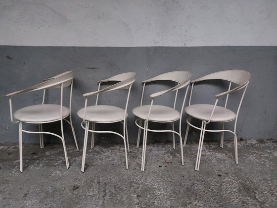 Image 1 of 4 x white leather chairs 1980