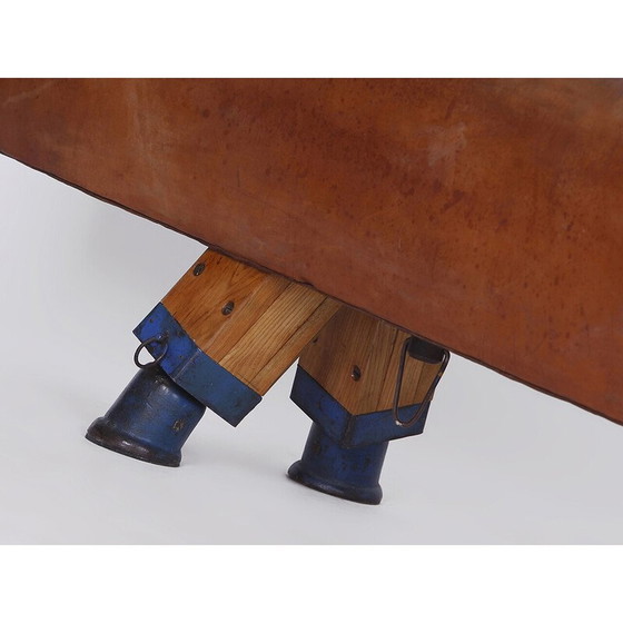 Image 1 of Vintage gymnastic leather pommel horse bench top, Czechoslovakia 1930s