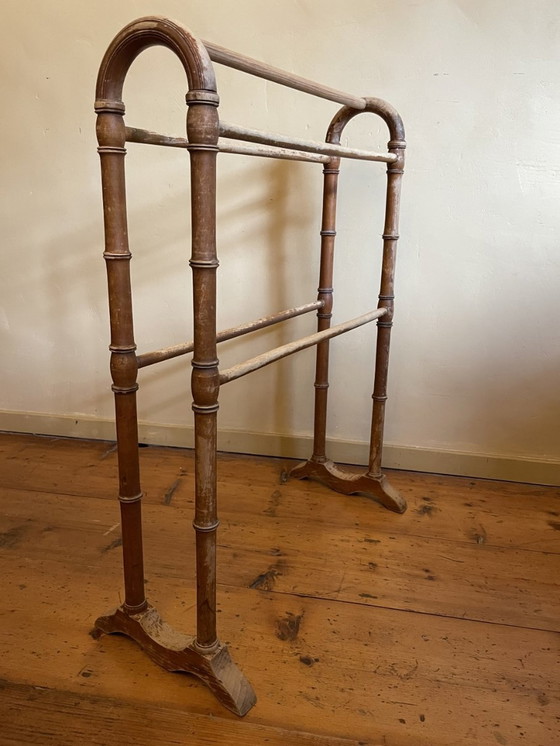 Image 1 of Towel Rack Drying Rack Faux Bamboo 1920s French