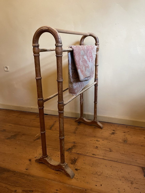 Image 1 of Towel Rack Drying Rack Faux Bamboo 1920s French