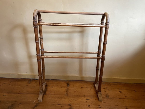 Image 1 of Towel Rack Drying Rack Faux Bamboo 1920s French