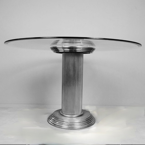 Image 1 of Table de salle à manger exceptionnelle métal/verre