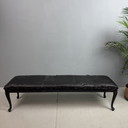 Unique Vintage Long Sofa Black Leather