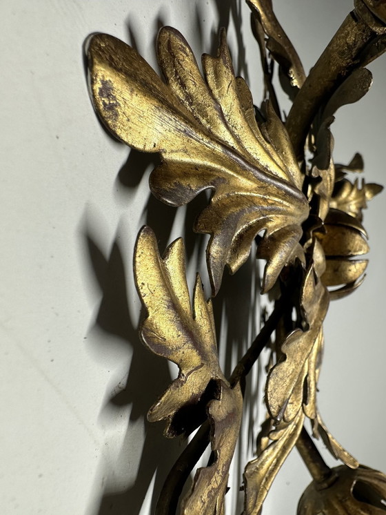 Image 1 of Floral Ceiling Lamp In Gilt Metal From The 1960’S Produced By Banci Firenze, Italy