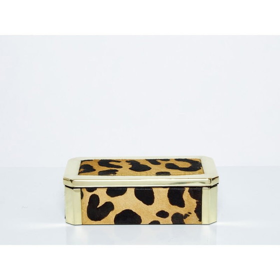 Image 1 of Portagioie italiano d'epoca in ottone e leopardo, 1970