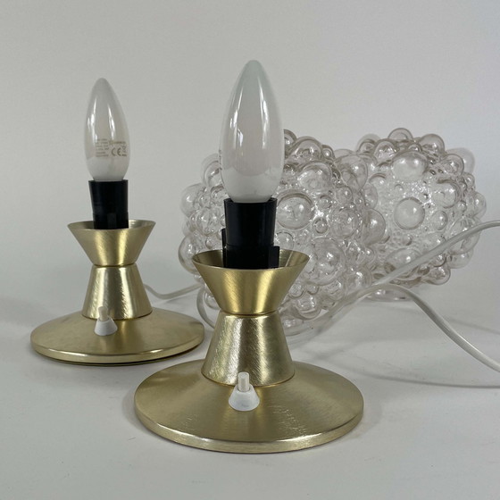 Image 1 of Lampes de table en verre bullé et aluminium, ensemble de 2, Allemagne, années 1960