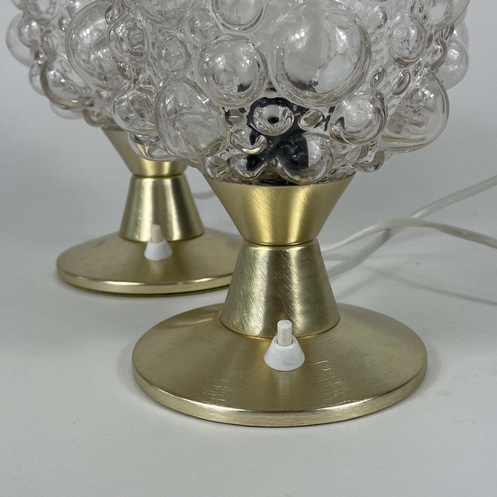 Image 1 of Lampes de table en verre bullé et aluminium, ensemble de 2, Allemagne, années 1960