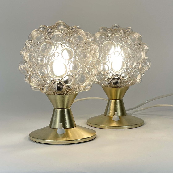 Image 1 of Lampes de table en verre bullé et aluminium, ensemble de 2, Allemagne, années 1960