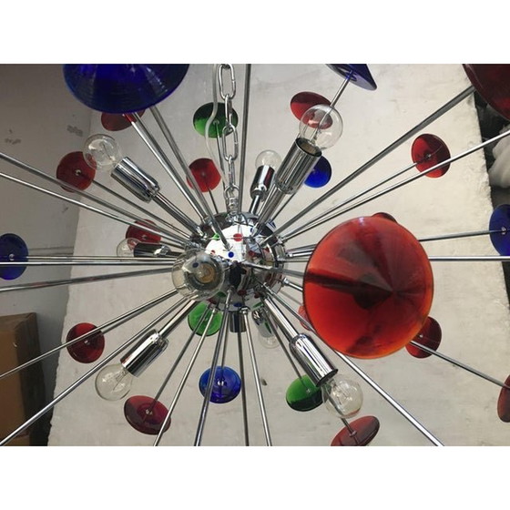 Image 1 of Lampadario Sputnik multicolore in vetro di Murano fatto a mano in Italia