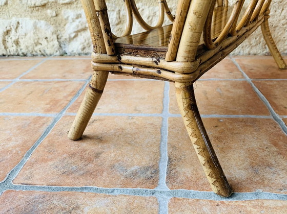 Image 1 of Mid-Century Bamboo & Rattan Magazine Rack, 1950’S