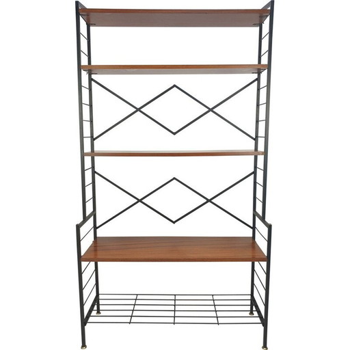 Mensola vintage in teak con piedi, Italia 1950