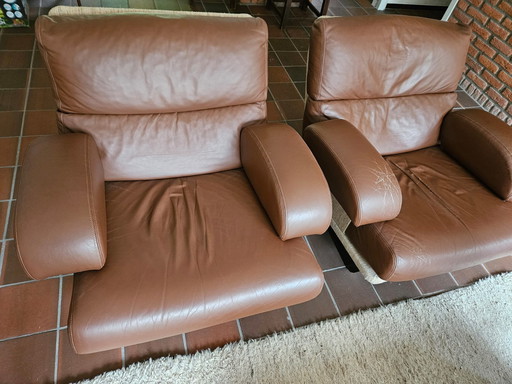 Canapé en cuir vintage + 2 fauteuils assortis