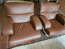 Vintage leather sofa + 2x matching armchairs