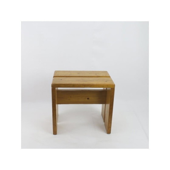 Image 1 of Vintage stool in pine, selected by Charlotte Perriand for Les Arcs, 1968