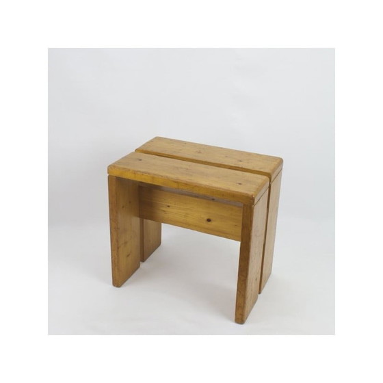 Image 1 of Vintage stool in pine, selected by Charlotte Perriand for Les Arcs, 1968