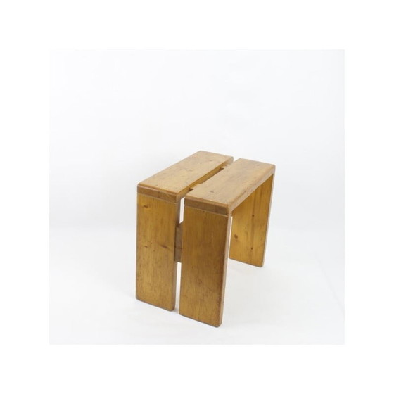 Image 1 of Vintage stool in pine, selected by Charlotte Perriand for Les Arcs, 1968