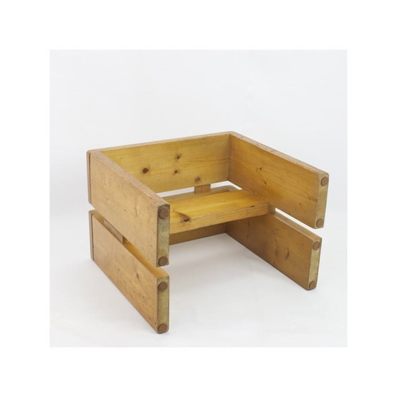 Image 1 of Vintage stool in pine, selected by Charlotte Perriand for Les Arcs, 1968