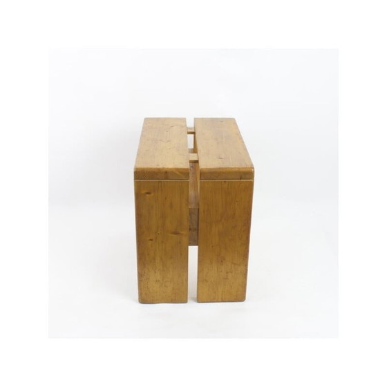 Image 1 of Vintage stool in pine, selected by Charlotte Perriand for Les Arcs, 1968
