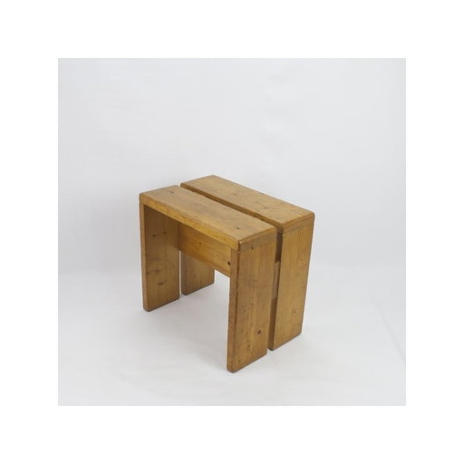 Vintage stool in pine, selected by Charlotte Perriand for Les Arcs, 1968