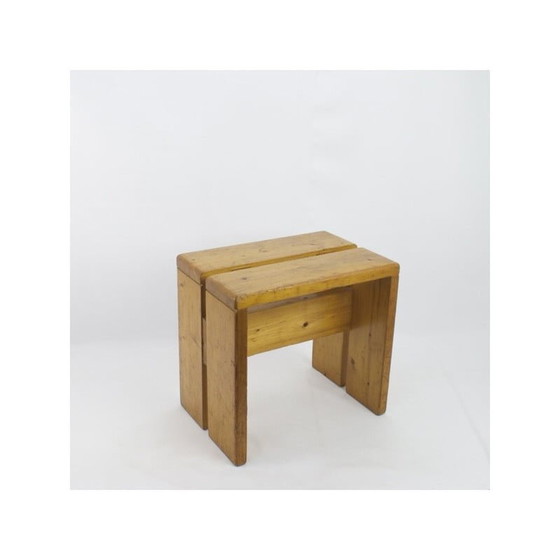 Image 1 of Vintage stool in pine, selected by Charlotte Perriand for Les Arcs, 1968