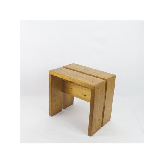 Image 1 of Vintage stool in pine, selected by Charlotte Perriand for Les Arcs, 1968
