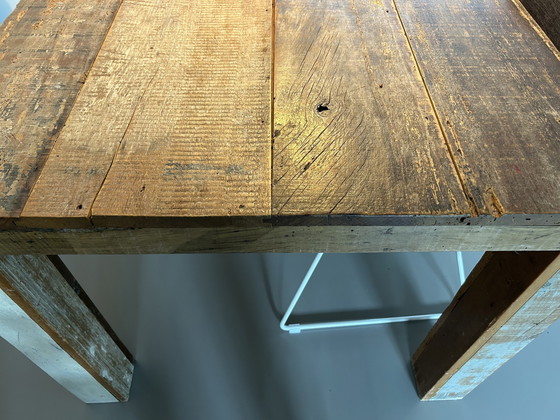 Image 1 of Table de salle à manger en bois d'échafaudage brésilien