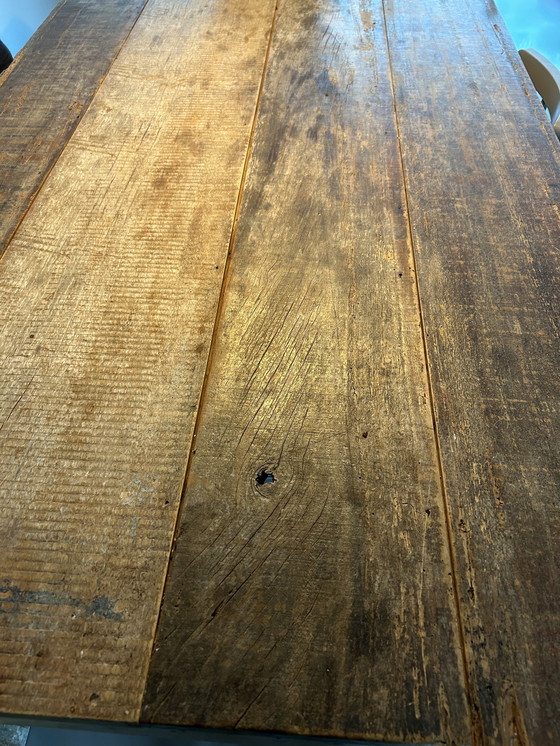 Image 1 of Table de salle à manger en bois d'échafaudage brésilien