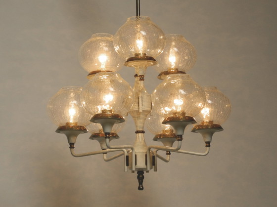 Image 1 of Beautiful 1960S Brass Glass Tulipan Ceiling Lamp By Hans Agne Jakobsson