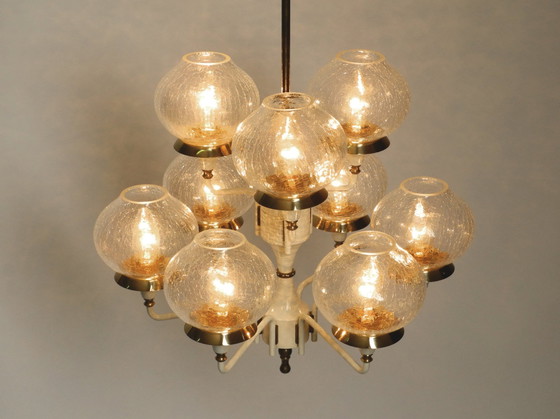 Image 1 of Beautiful 1960S Brass Glass Tulipan Ceiling Lamp By Hans Agne Jakobsson