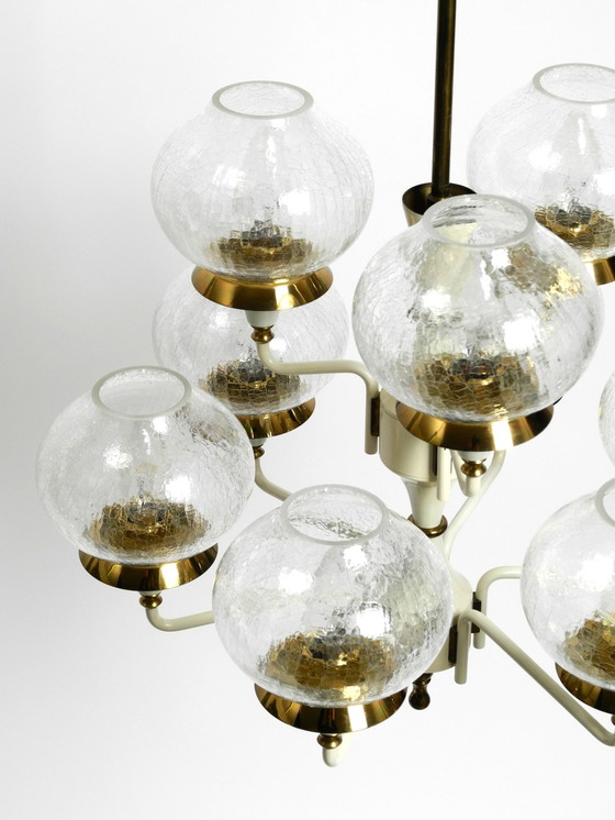 Image 1 of Beautiful 1960S Brass Glass Tulipan Ceiling Lamp By Hans Agne Jakobsson