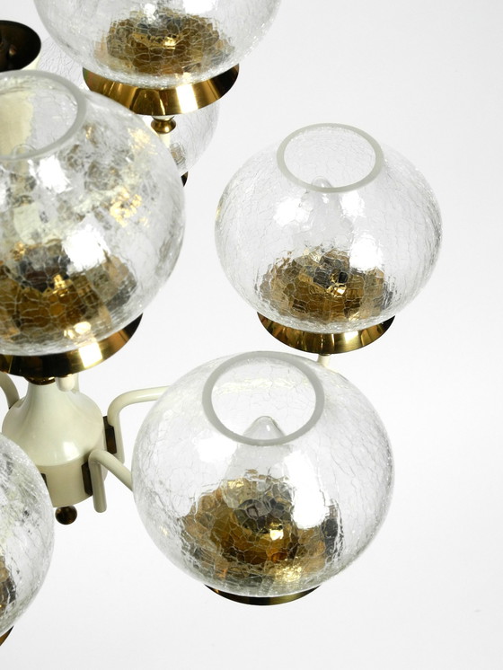 Image 1 of Beautiful 1960S Brass Glass Tulipan Ceiling Lamp By Hans Agne Jakobsson