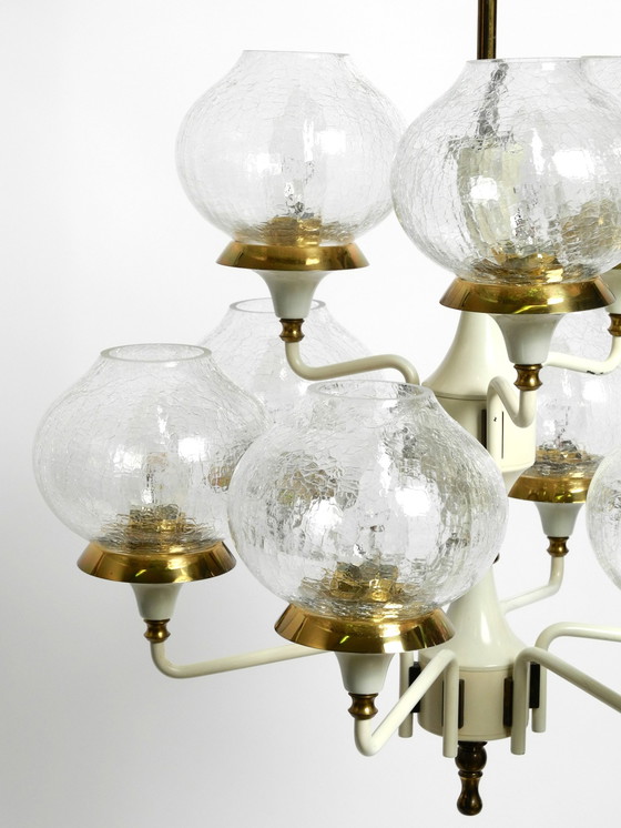 Image 1 of Beautiful 1960S Brass Glass Tulipan Ceiling Lamp By Hans Agne Jakobsson