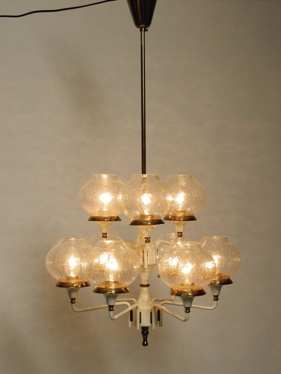 Image 1 of Beautiful 1960S Brass Glass Tulipan Ceiling Lamp By Hans Agne Jakobsson