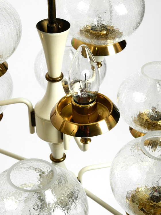 Image 1 of Beautiful 1960S Brass Glass Tulipan Ceiling Lamp By Hans Agne Jakobsson