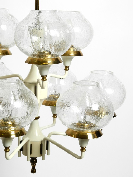 Image 1 of Beautiful 1960S Brass Glass Tulipan Ceiling Lamp By Hans Agne Jakobsson