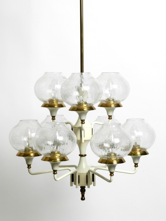 Image 1 of Beautiful 1960S Brass Glass Tulipan Ceiling Lamp By Hans Agne Jakobsson