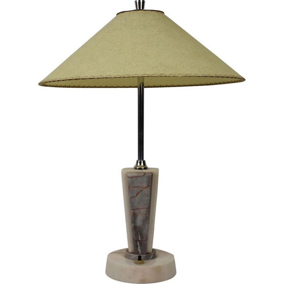 Image 1 of Vintage marble and metal table lamp by Kámen Praha, 1950