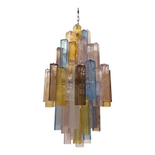 21St Century Multicolored "Squared" Murano Glass Chandelier
