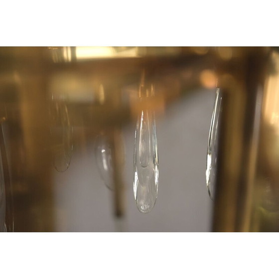 Image 1 of Vintage Italian brass and glass chandelier by Gaetano Sciolari, 1970