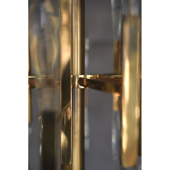 Image 1 of Vintage Italian brass and glass chandelier by Gaetano Sciolari, 1970