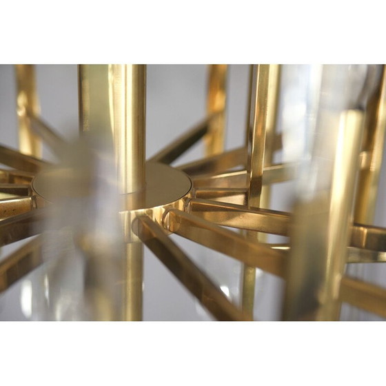 Image 1 of Vintage Italian brass and glass chandelier by Gaetano Sciolari, 1970