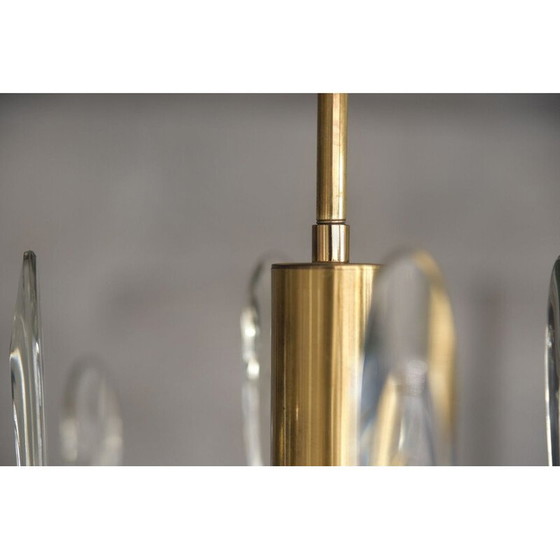 Image 1 of Vintage Italian brass and glass chandelier by Gaetano Sciolari, 1970